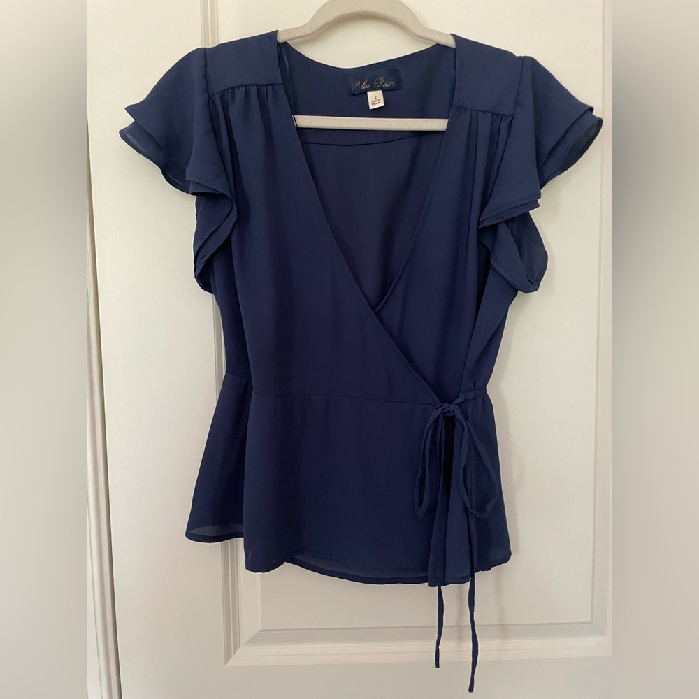 Blue Wrap Top - Small - Blue Rain